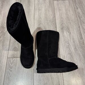 Bearpaw Black Elle Suede Tall Wool Blend Lined Boots